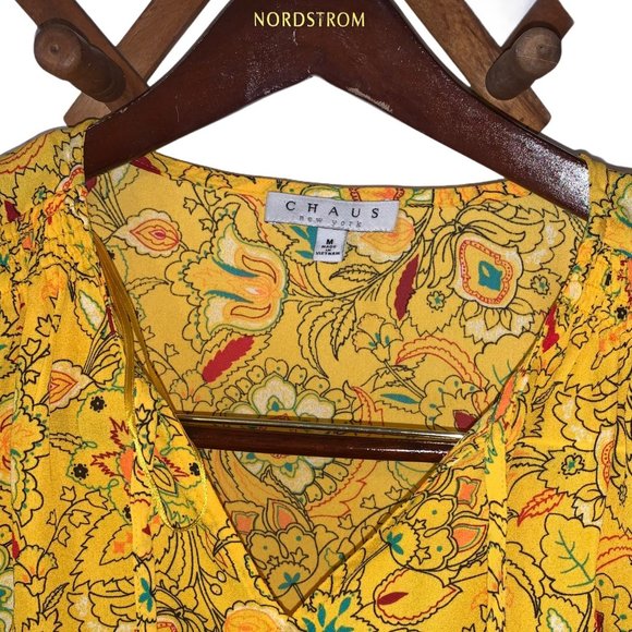CHAUS New York Yellow Designer Blouse New Size M - Picture 5 of 12